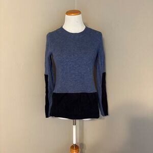 J.Crew Women's XS Blue Cashmere Blend Knit Sweater Color‎ Block Long Sleeve